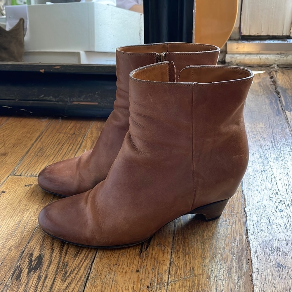 Maison Martin Margiela Hidden Wedge Leather Ankle Boot size 37 Tobacco